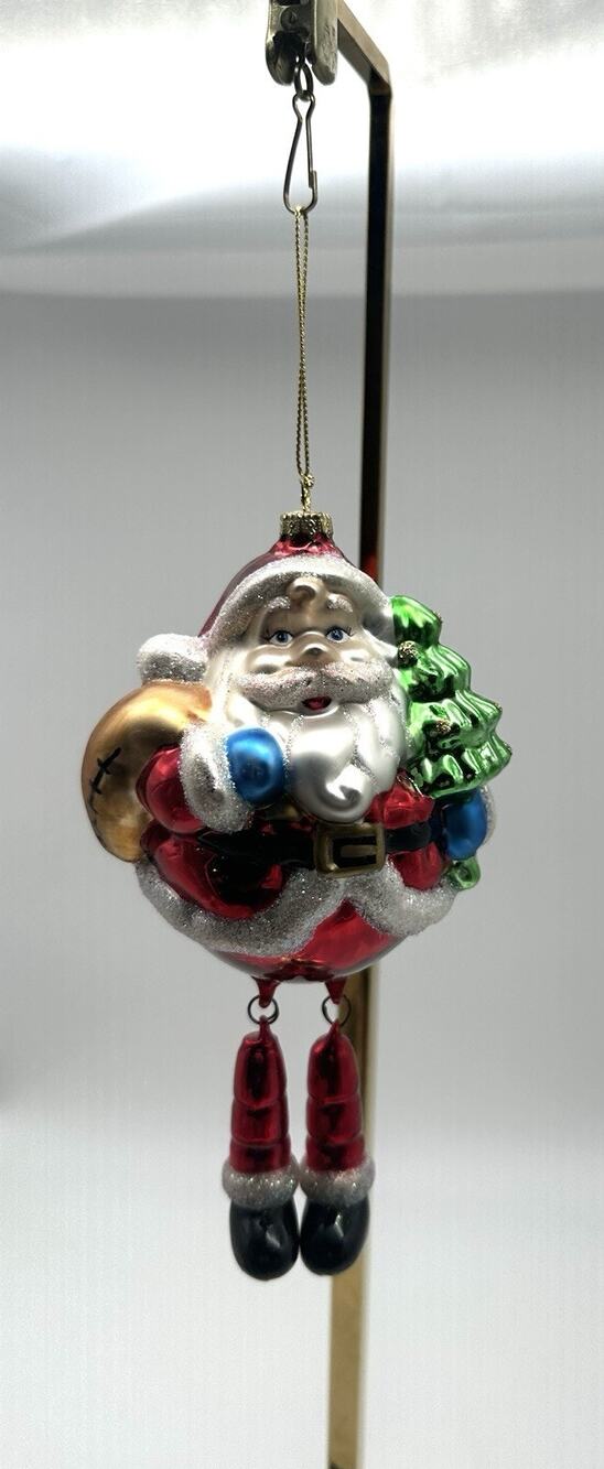 Thomas Pacconi Handblown Glass Santa Claus Ornament With Dangle Legs